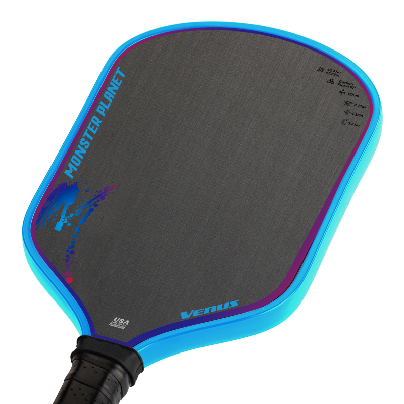 One-piece hot press racket Venus rimmed blue