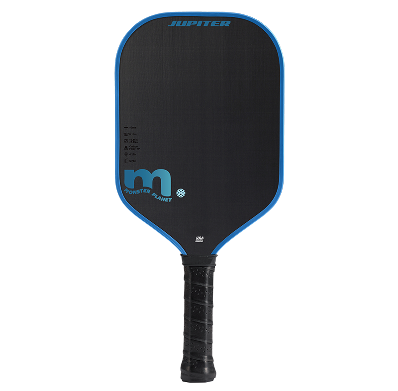 One-piece hot press racket Jupiter rimmed blue