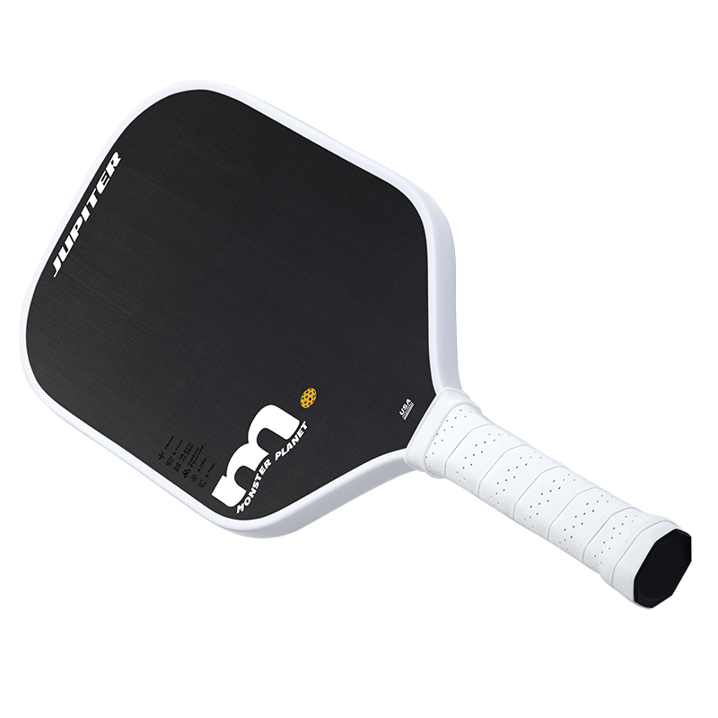 One-piece hot press racket Jupiter rimmed white