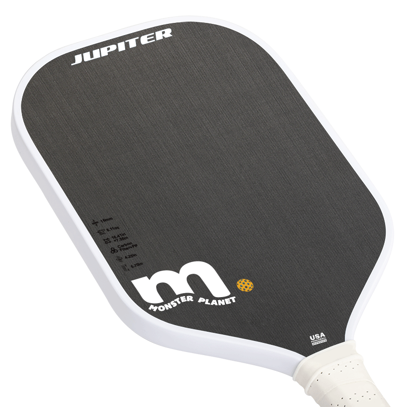 One-piece hot press racket Jupiter rimmed white