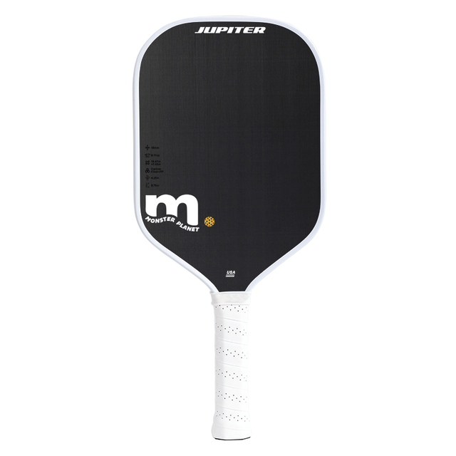 One-piece hot press racket Jupiter rimmed white